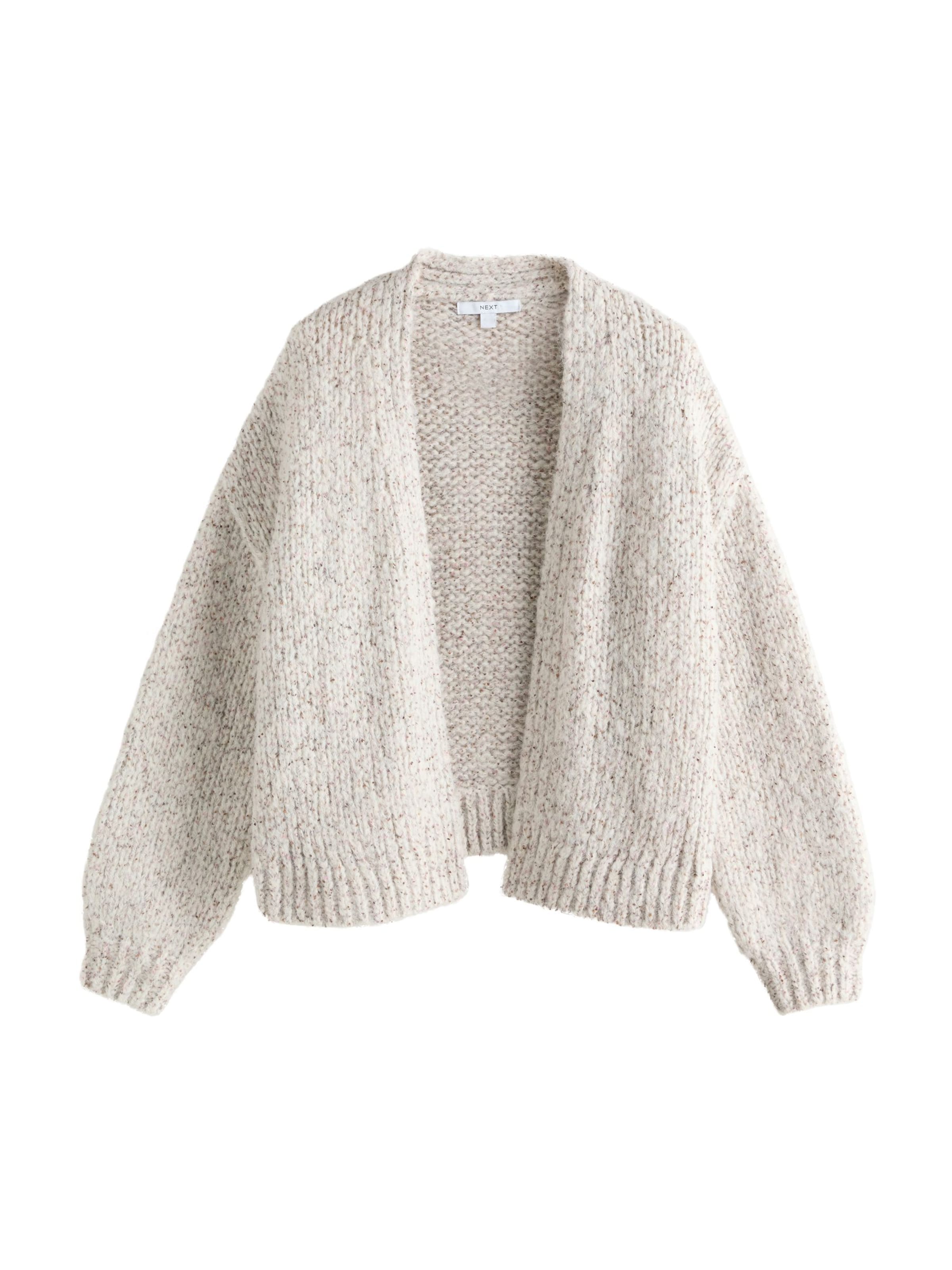 Next Casaco de malha oversized em XS em bege mosqueado, Vista do artigo