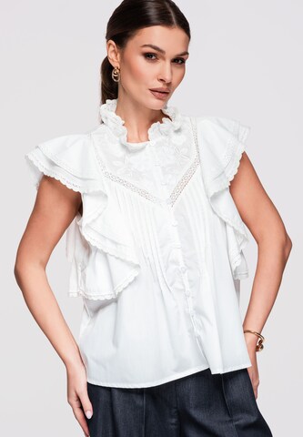 Ombre Bluse in Weiß
