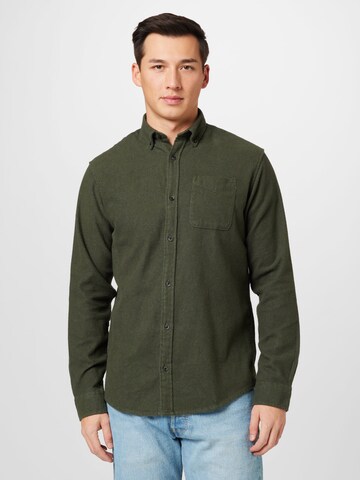 JACK & JONES Regular fit Button Up Shirt 'WALTER' in Green: front