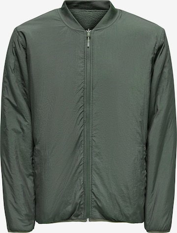 Only & Sons Fleece Jacket 'Sawyer' in Green: front
