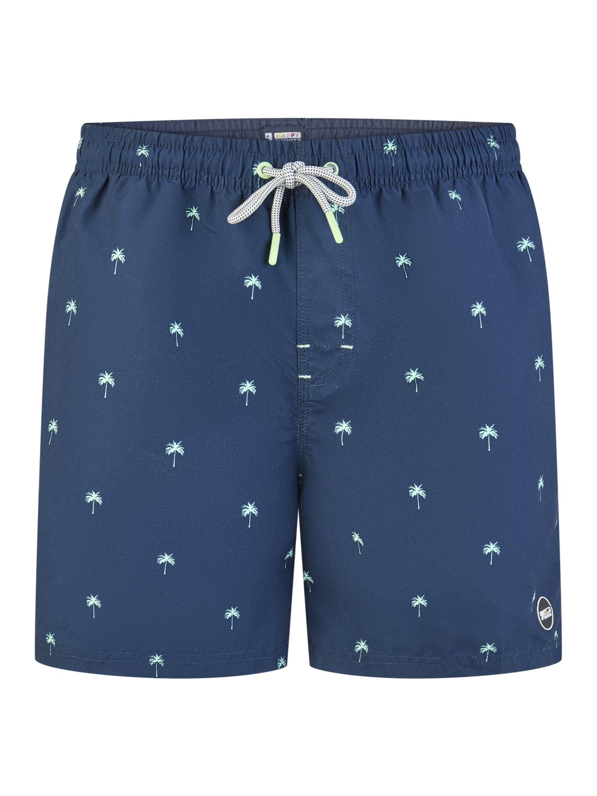 Happy Shorts Zwemshorts 'HAPPY SHORTS Men`s Beach shorts Beach pants Shorts minimal palm S - XXL' in XL in de kleur Marine, Productweergave