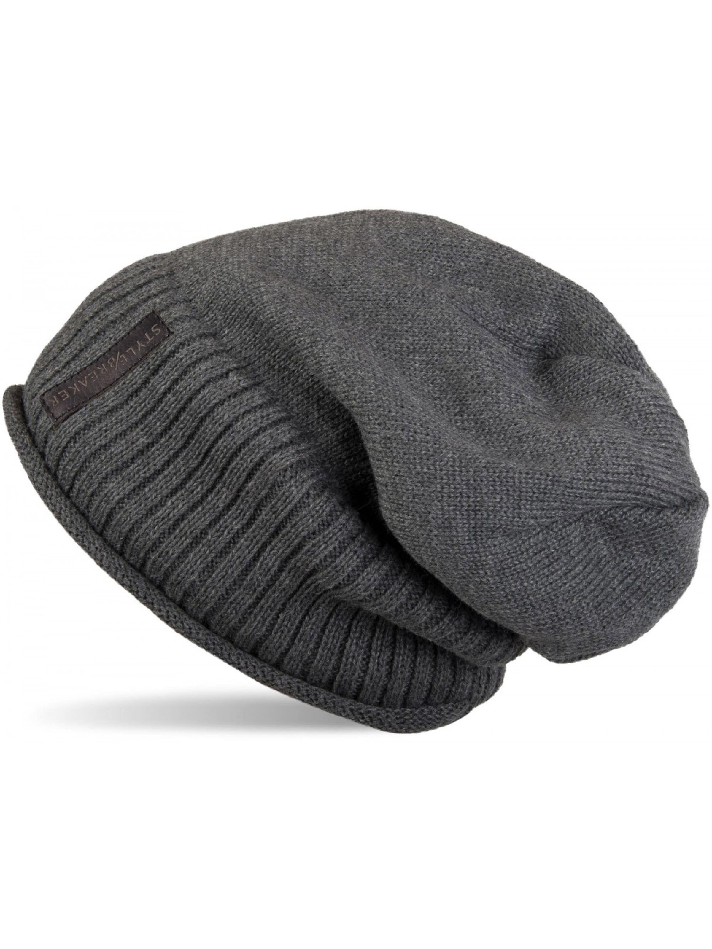 styleBREAKER Beanie 'Feinstrick Beanie mit Teddyfleece' in 56-61 in Dark grey, Item view