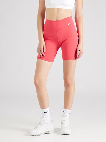 NIKE Skinny Workout Pants 'ONE' in Red: front