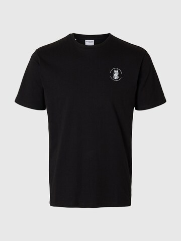 T-Shirt SELECTED en noir : devant