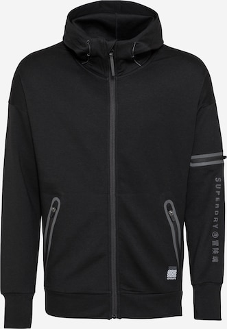 melns Superdry Sportiska tipa džemperis 'GYM TECH': no priekšpuses