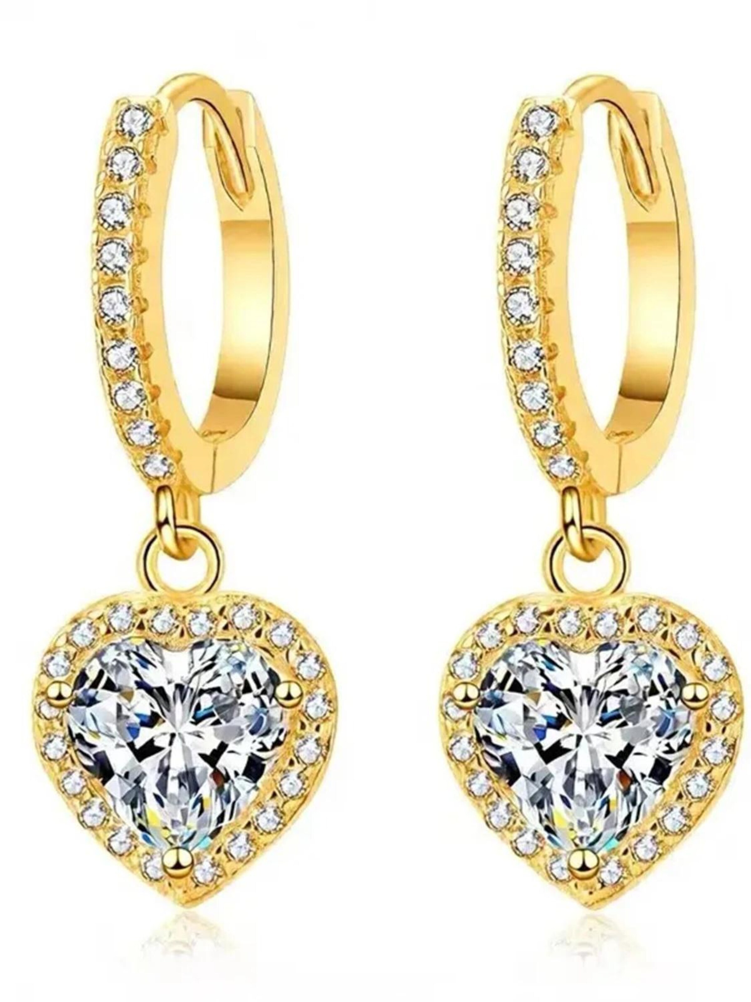 Staufergold Earrings 'Ohrstecker „Coeur Classic“ (Herz 1,0 ct x2)' in Gold: front
