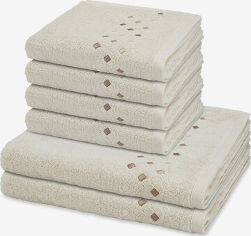 ROSS Handdoek 'Stoneline' in Wit: voorkant