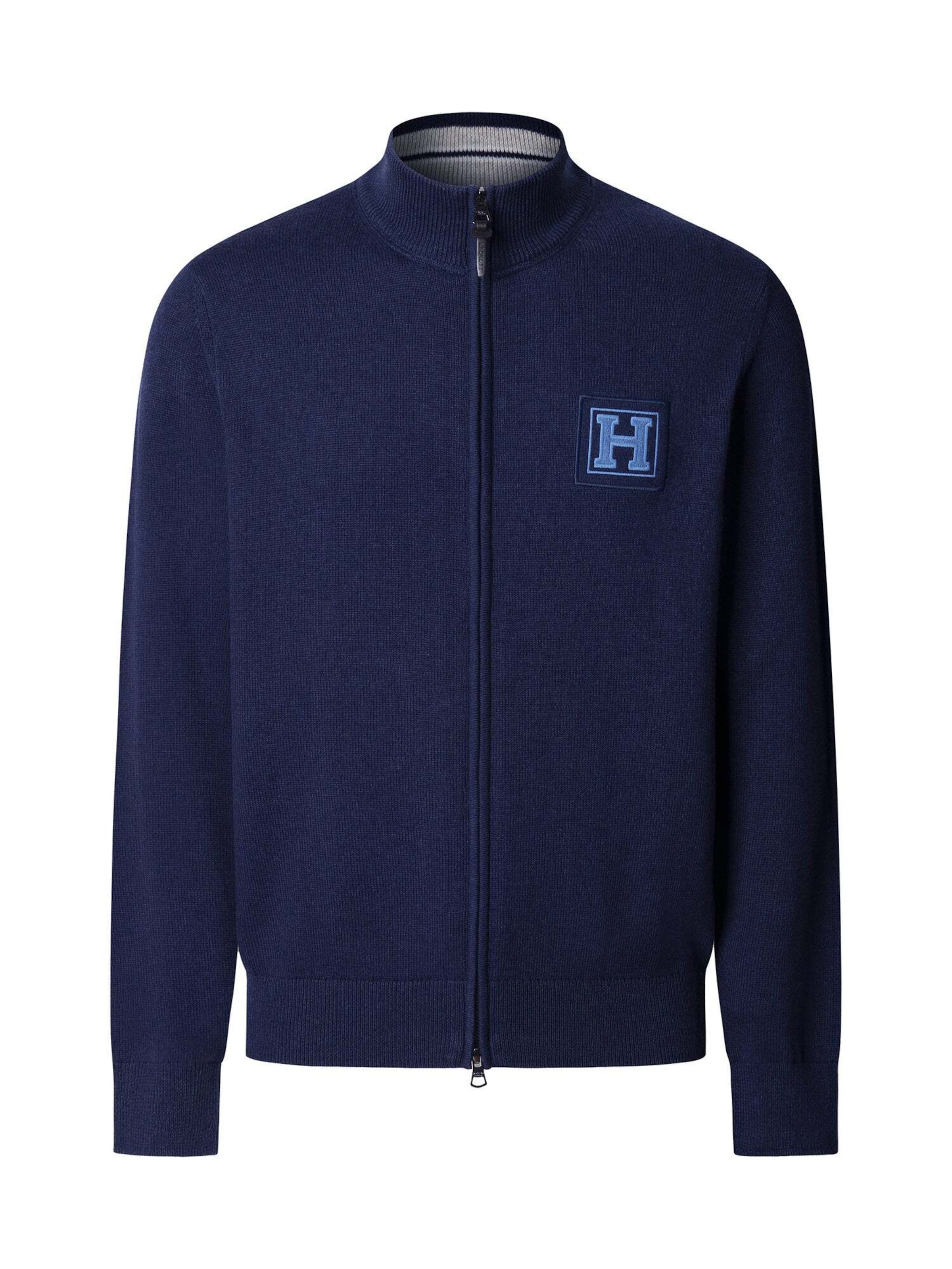 Hackett London Gebreid vest in Blauw: voorkant
