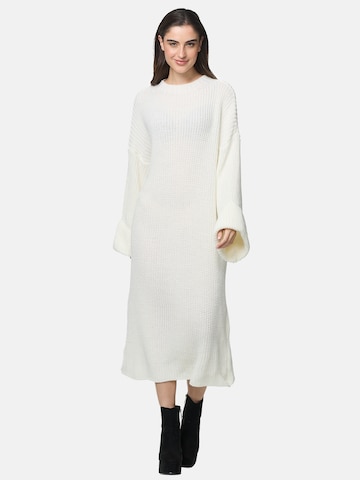 Robes en maille Elara en blanc : devant