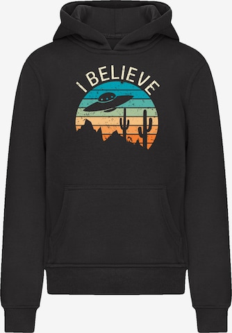 Sweat-shirt 'I Believe UFO Alien Sonnenuntergang' F4NT4STIC en noir : devant