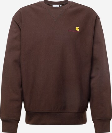 Carhartt WIP Sweatshirt 'American Script' in Bruin: voorkant