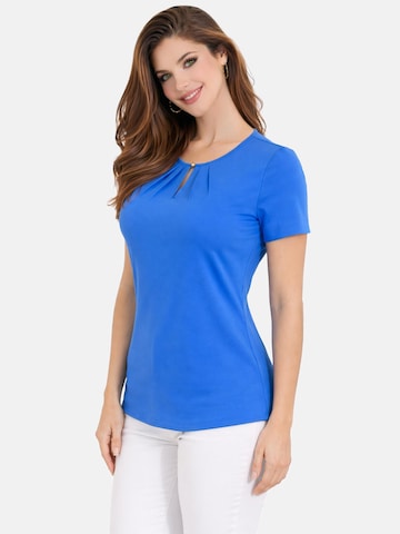 REGINA FASHION Bluza 'Short Sleeve Blouse with Pleated Neckline' | modra barva