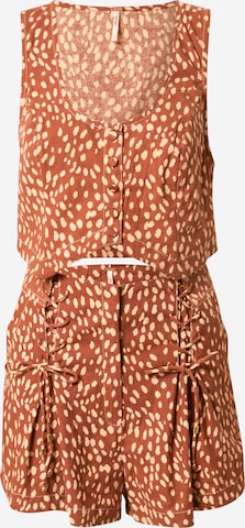 Free People Широкий Штаны в Коричневый: спереди