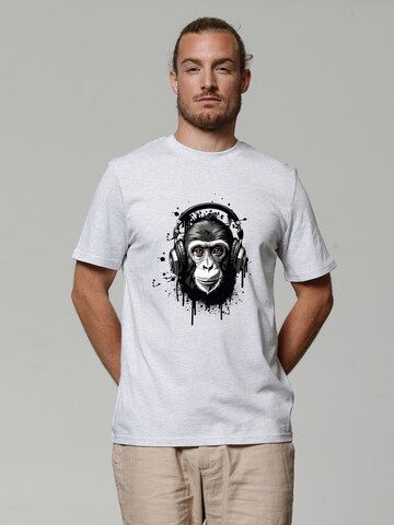 T-Shirt 'Affe hört Musik' Watapparel en gris : devant