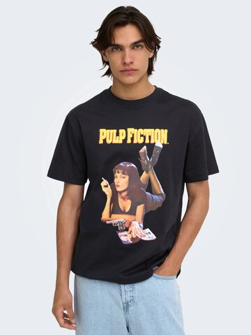 Maglietta 'ONSPULP FICTION' di Only & Sons in nero: frontale