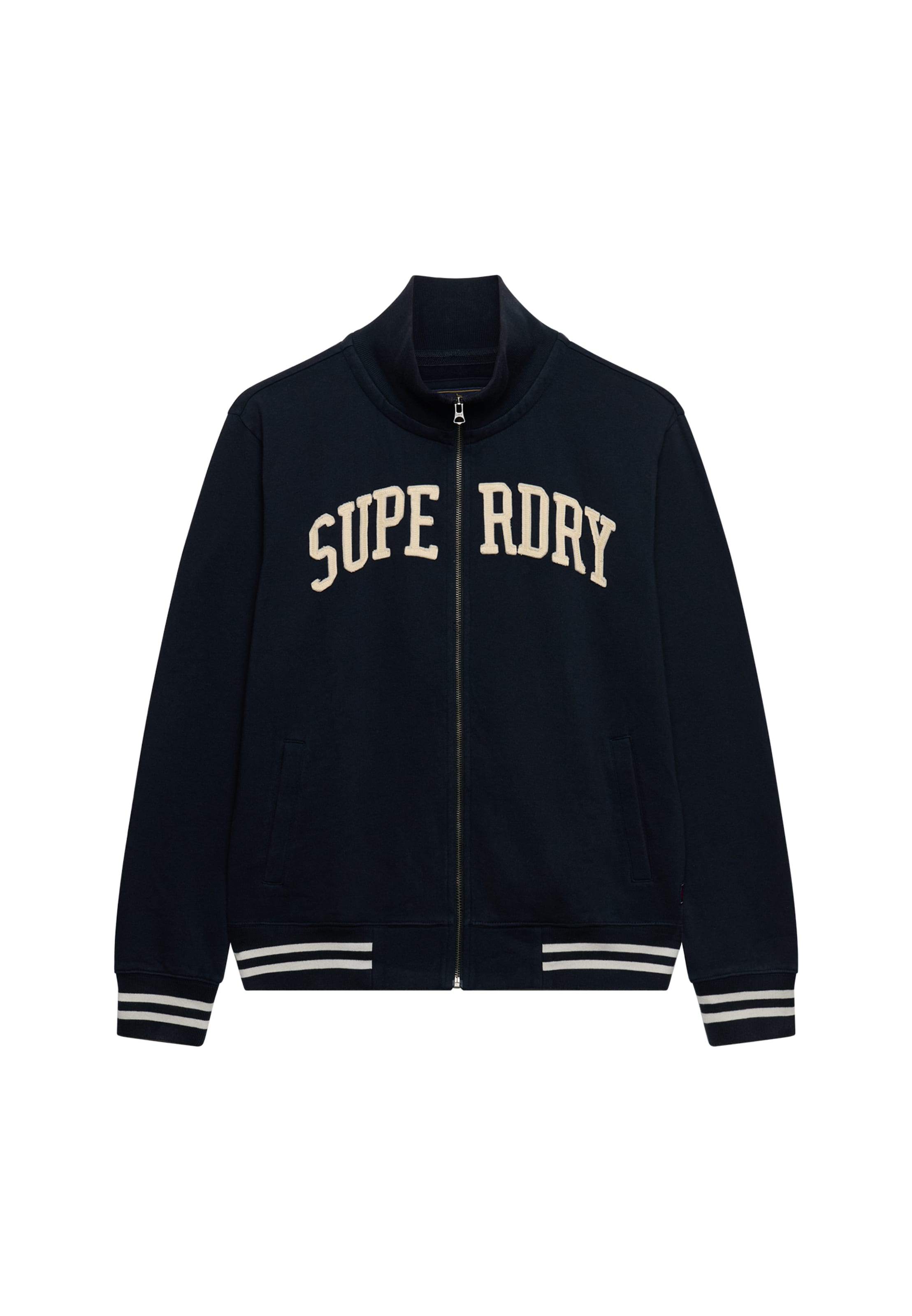 Superdry & Co Zip-Up Hoodie 'Vintage Athletic' in XXL in Sand / marine blue, Item view