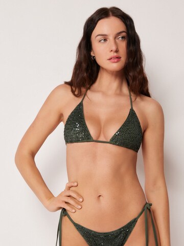 CALZEDONIA Triangle Bikini Top 'Sequin Net' in Green