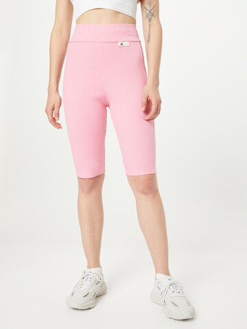 ADIDAS SPORTSWEAR Skinny Sportbroek 'Studio Lounge Ribbed' in Roze: voorkant