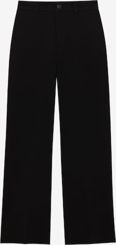 Pull&Bear Wide leg Pressveckad byxa i svart: framsida