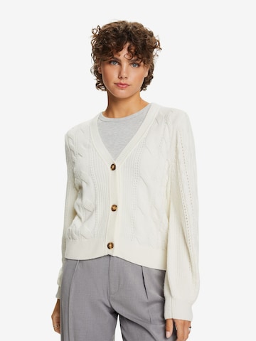 ESPRIT Knit Cardigan in White: front