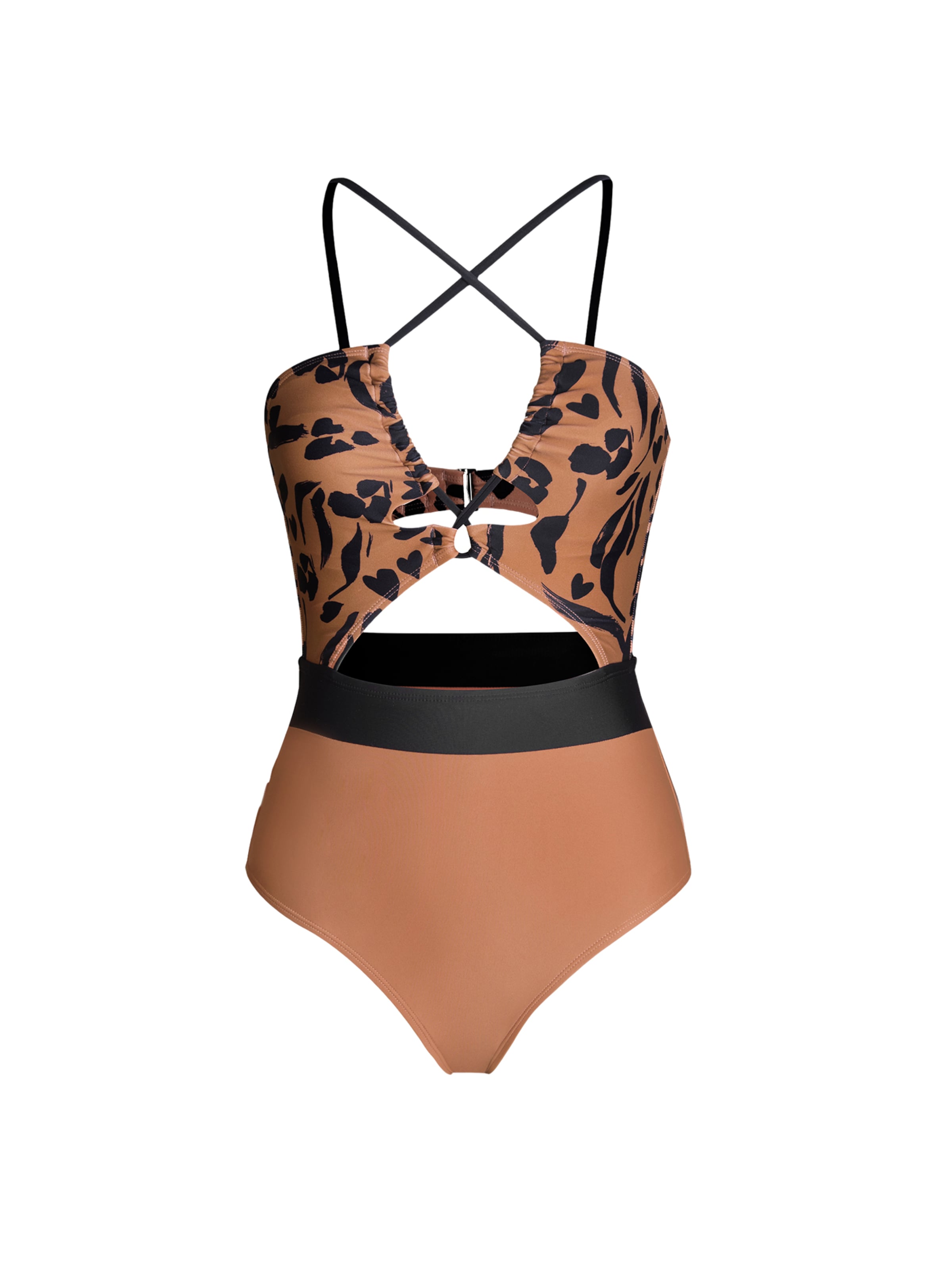 Cupshe Badeanzug 'Brown-ASL0311EA/Black-DAA12E2F002AA' in Braun: Vorderseite