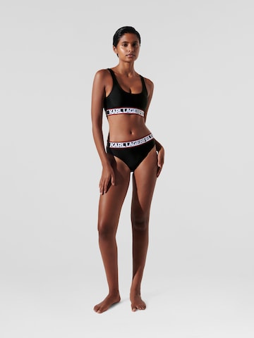 melns Karl Lagerfeld Bezvīļu Bikini augšdaļa