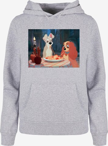 ABSOLUTE CULT Sweatshirt 'Lady And The Tramp - Spaghetti Photo' in Grijs: voorkant