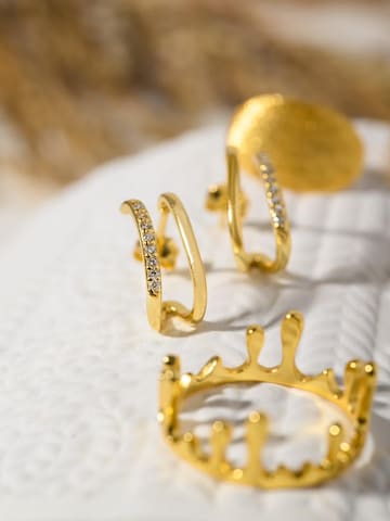 THE GEM STORIES JEWELRY - Anillo 'Sterling Silver  Water Drop Crown Free Size Ring' en oro