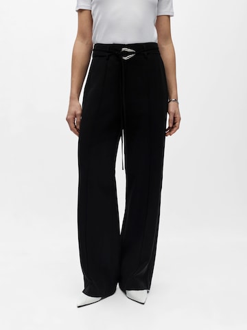 Wide Leg Pantalon 'OBJMABEL' OBJECT en noir : devant