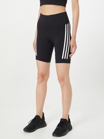 ADIDAS SPORTSWEAR Skinny Sportsbukser 'Optime Trainicons 3-Stripes Bike' i sort: forside