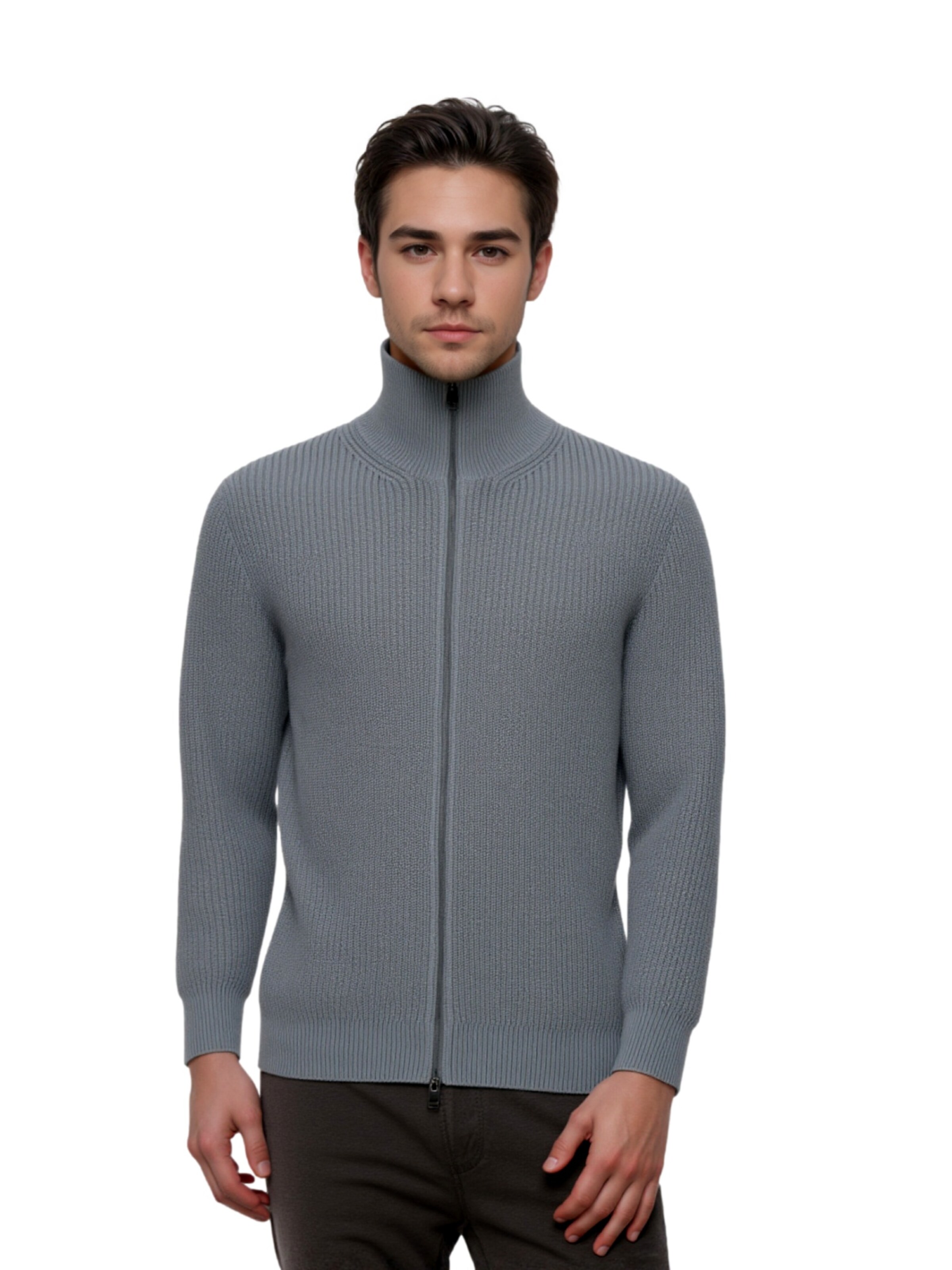 JACK & JONES Gebreid vest 'Blastandfort' in Grijs: voorkant