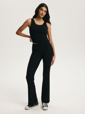 ESOTIQ - Acampanado Pantalón 'Haushose Schlaghose Viskose Mix weich bequem elastischer Bund Clear' en negro