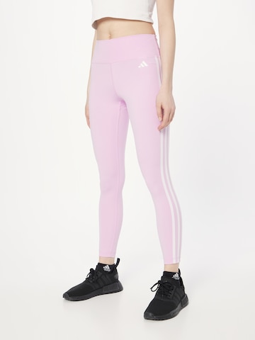 ADIDAS PERFORMANCE Skinny Workout Pants 'Train Essentials 3-Stripes High-Waisted' in Purple: front