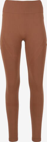 Athlecia Skinny Workout Pants 'NAGAR' in Brown: front