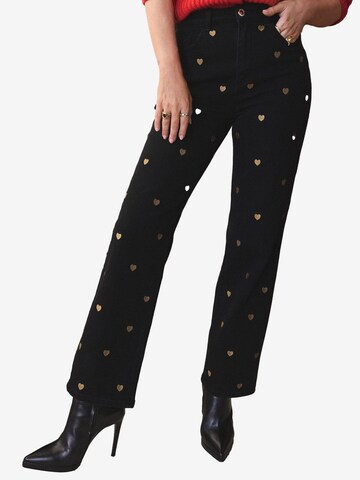 Jeans de la love & roses pe negru: față