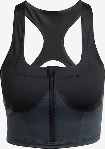 ADIDAS BY STELLA MCCARTNEY - Top deportivo 'Two-Tone Zipped Crop' en negro: frente
