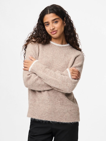 Pull-over 'PCIvy' PIECES en beige : devant