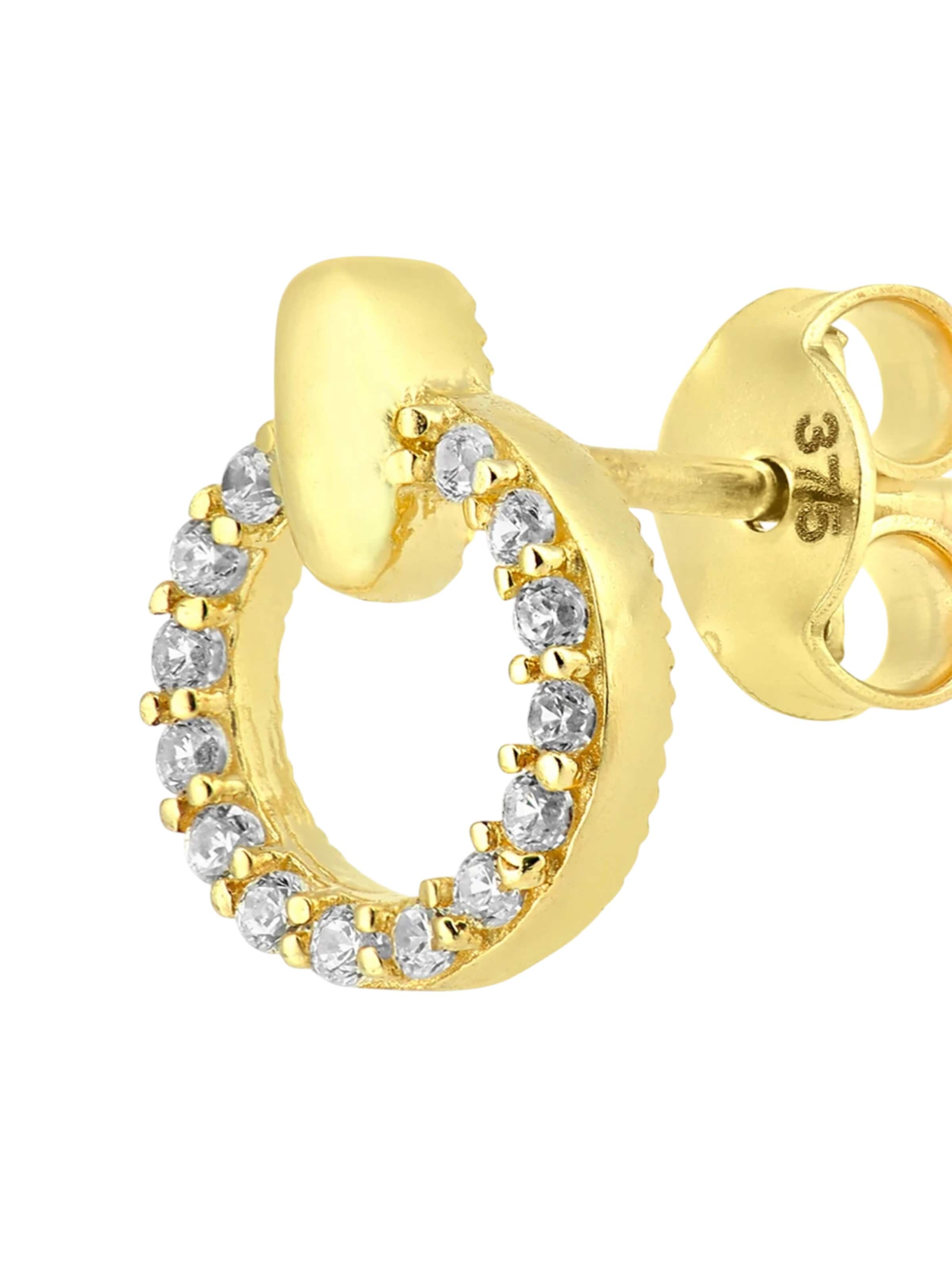 Boucles d'oreilles 'Ohrstecker aus 375 Gelbgold mit Zirkonia' Vanlere en jaune