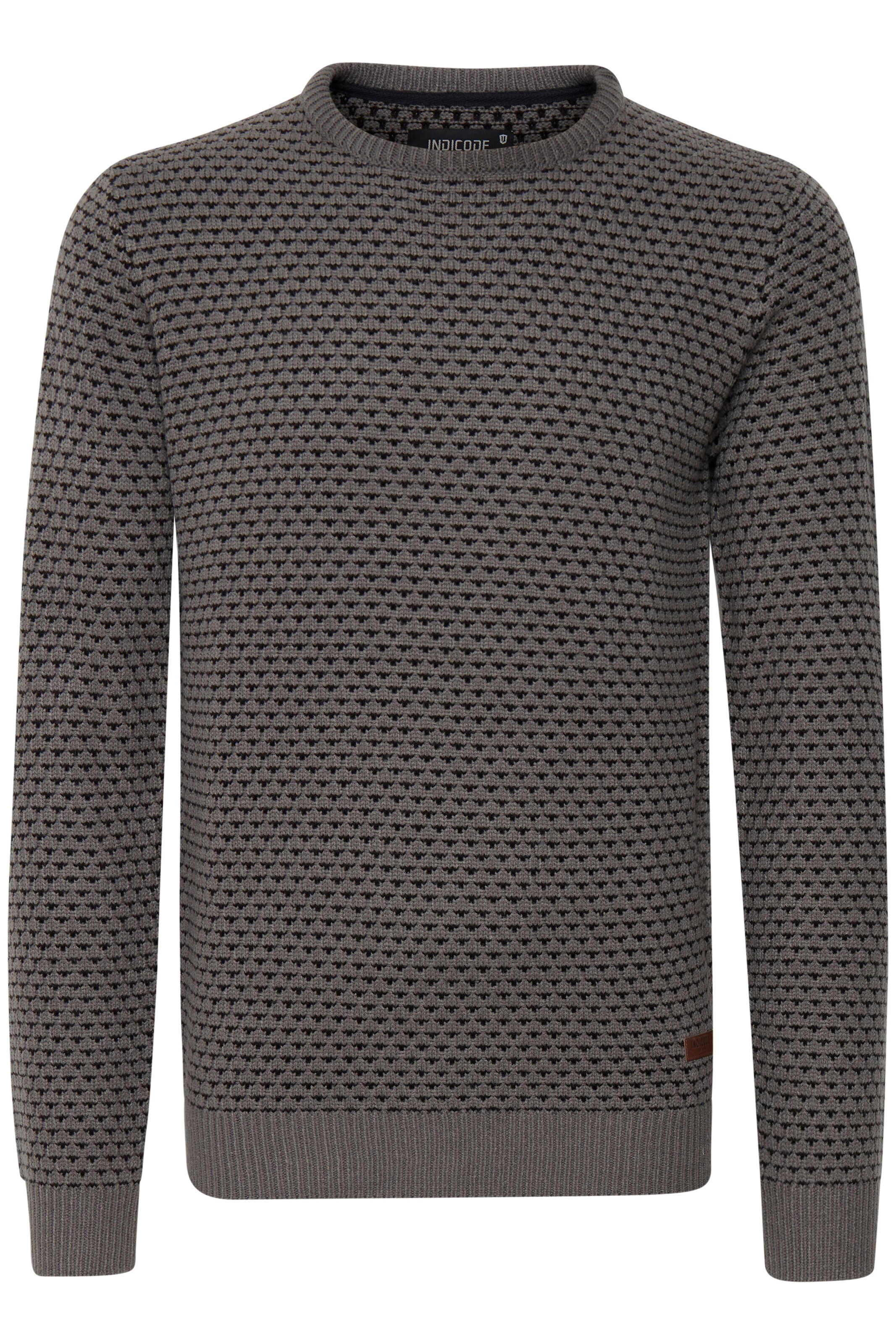INDICODE JEANS Strickpullover 'Coppler' in Grau: Vorderseite
