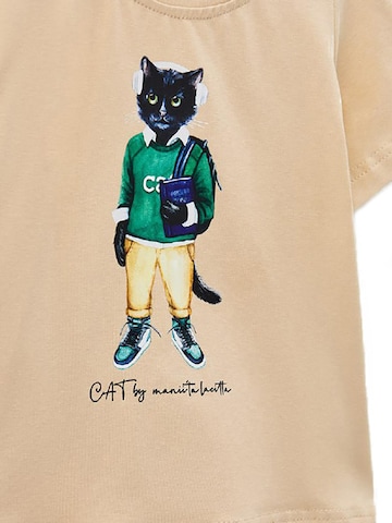 Cat e Lolette - Camiseta 'School Cat' en beige