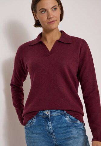 CECIL Langarm Pullover mit Polokragen in Rot: Vorderseite