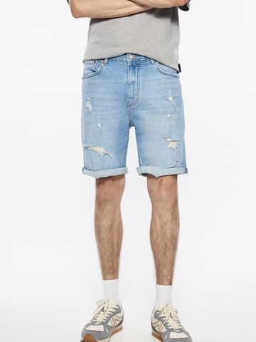 Pull&Bear Slimfit Shorts in Blau: Vorderseite