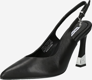 Karl Lagerfeld - Sapatos abertos atrás em preto: frente