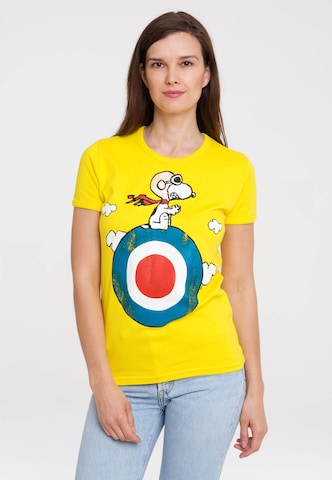 LOGOSHIRT Shirt 'Snoopy' in Geel: voorkant