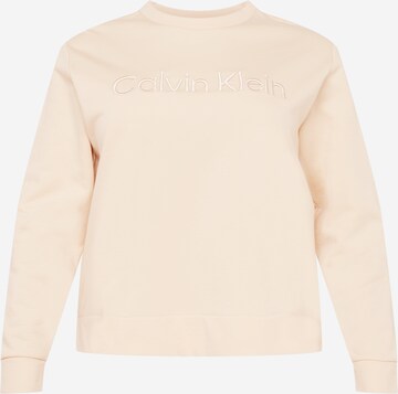 Sweat-shirt Calvin Klein Curve en beige : devant