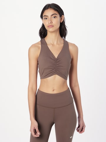 RVCA Bralette Sports Bra 'SUPERBAD' in Brown: front