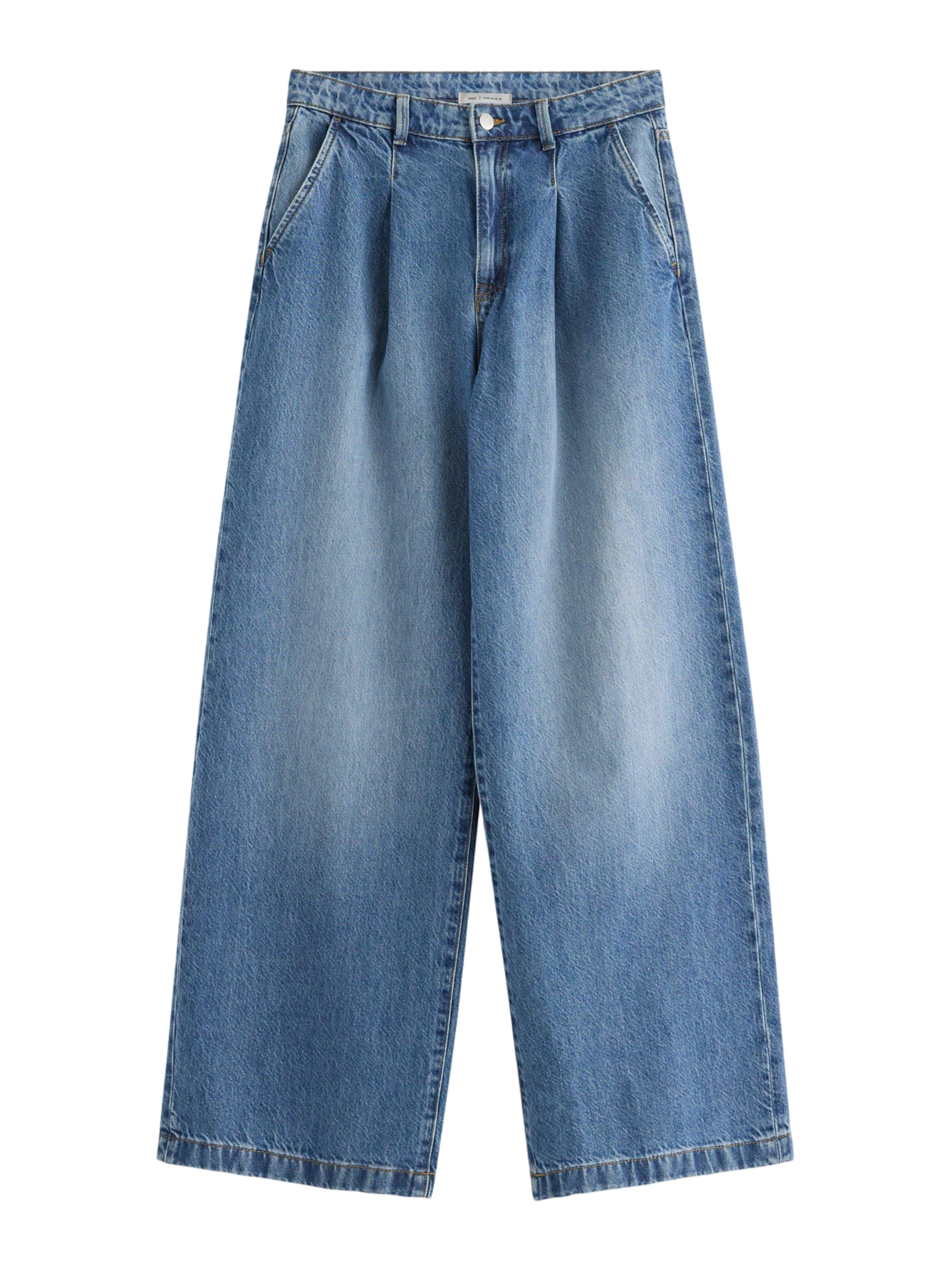 Lindex Laiad sääred Voltidega teksapüksid, värv sinine: eest vaates