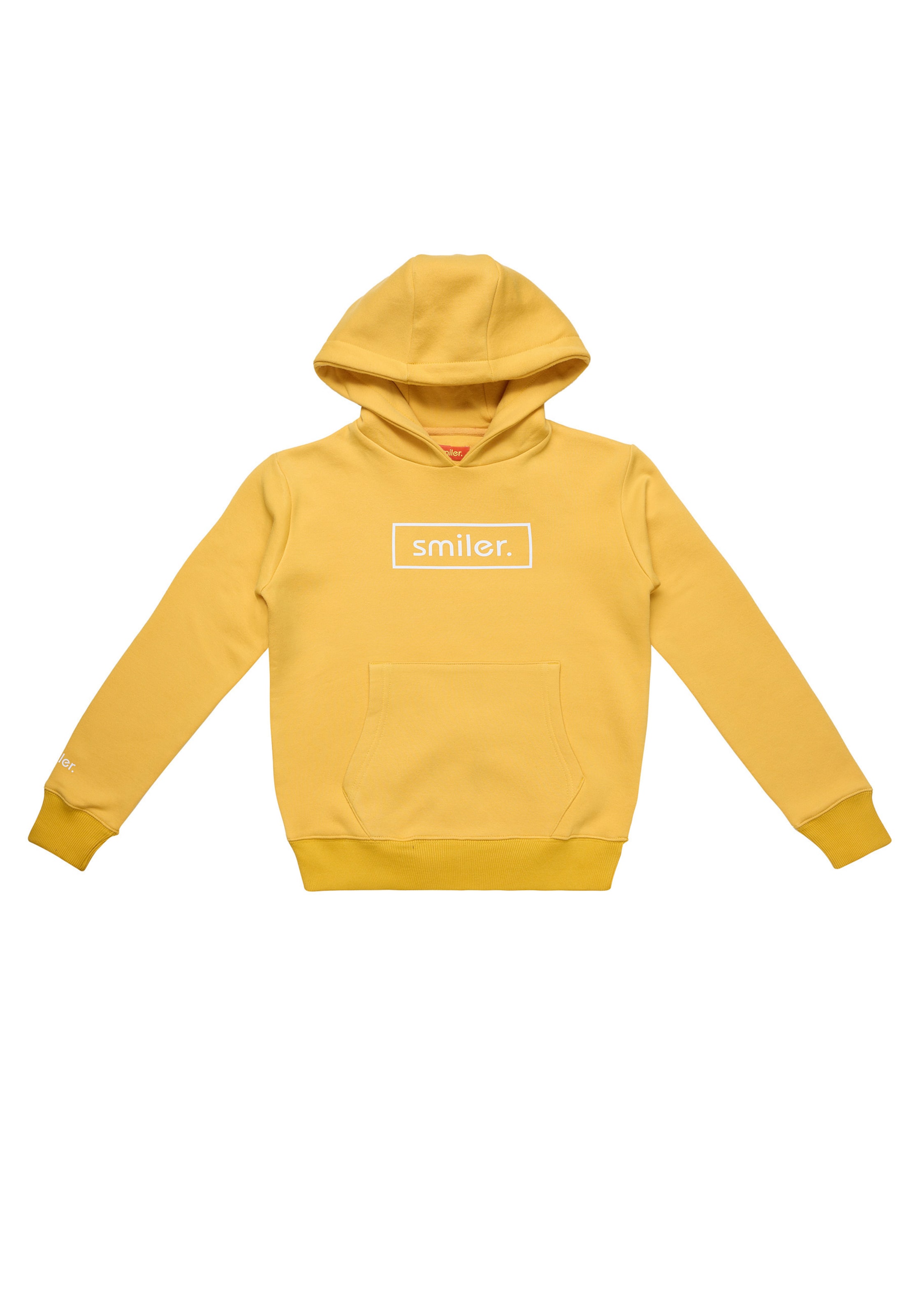 smiler. Kapuzensweatshirt Happy. in Gelb: Vorderseite