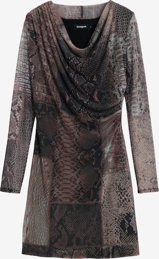 Suknelė iš Desigual, spalva – ruda / brokato spalva / šviesiai pilka / juoda, Prekių apžvalga