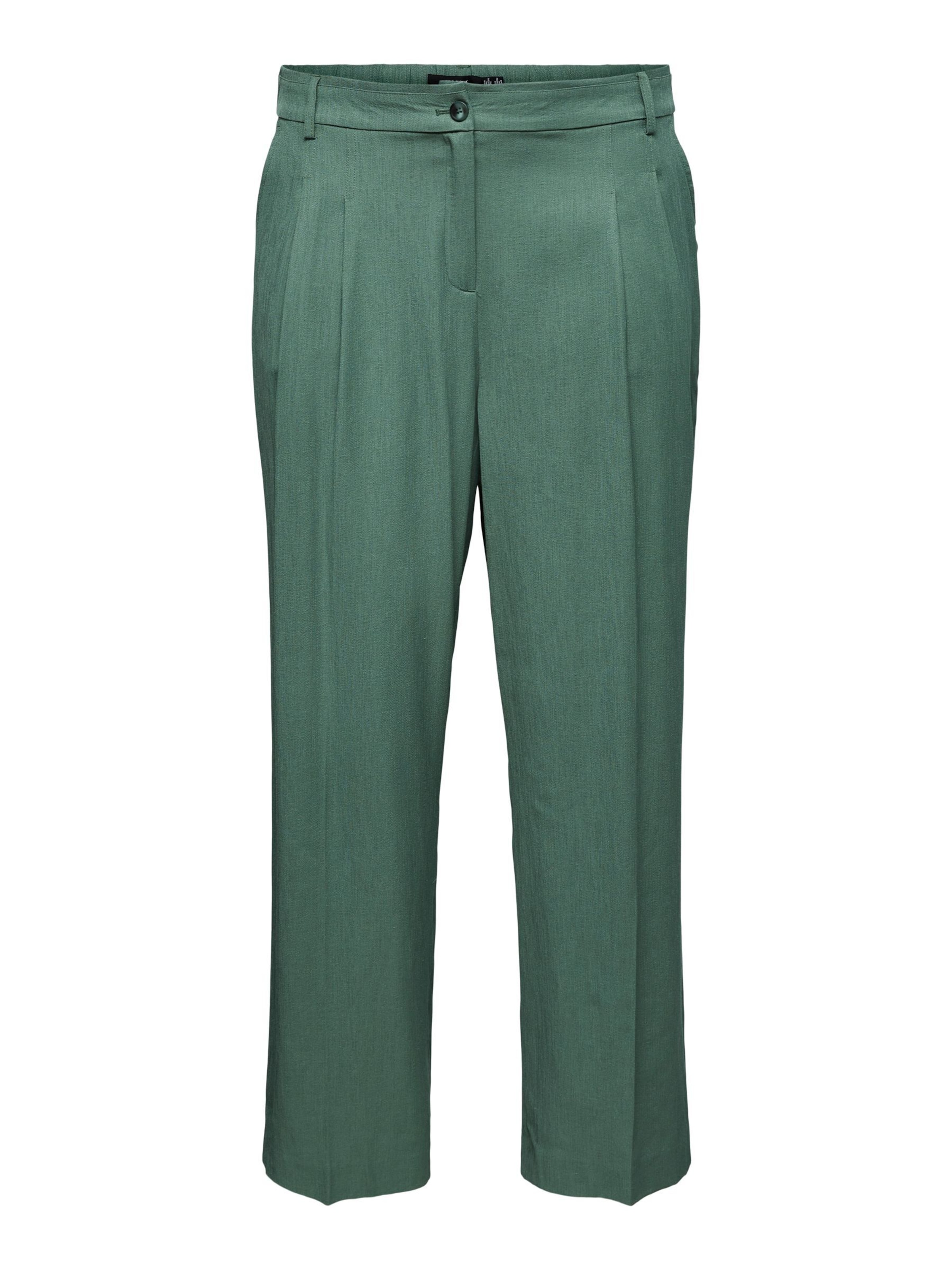 Vero Moda Curve Regular Pleat-Front Pants in Green: front
